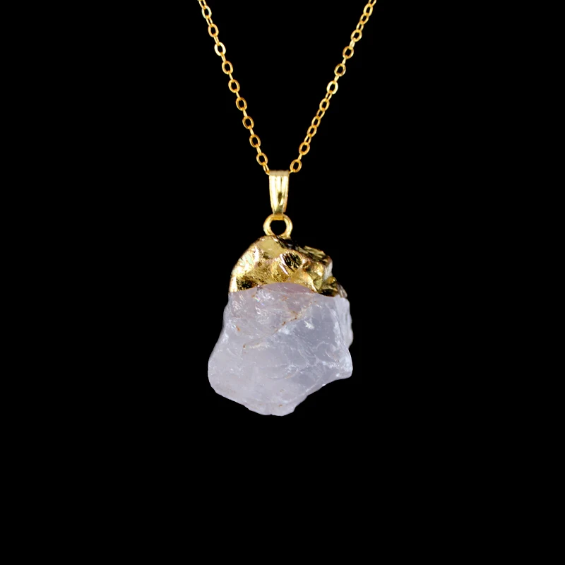 Ручной работы нерегулярный натуральный камень кулон ожерелье s кварц кристалл проволока обернутый ожерелье для женщин
