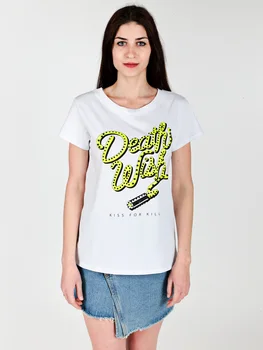 

Round Neck T-shirt with studs and rhinestones