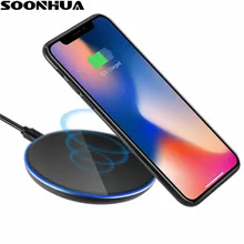 SOONHUA Universal QI Wireless Charger for iPhone 8 X 8 Plus Fast Wireless Charging Pad Wireless