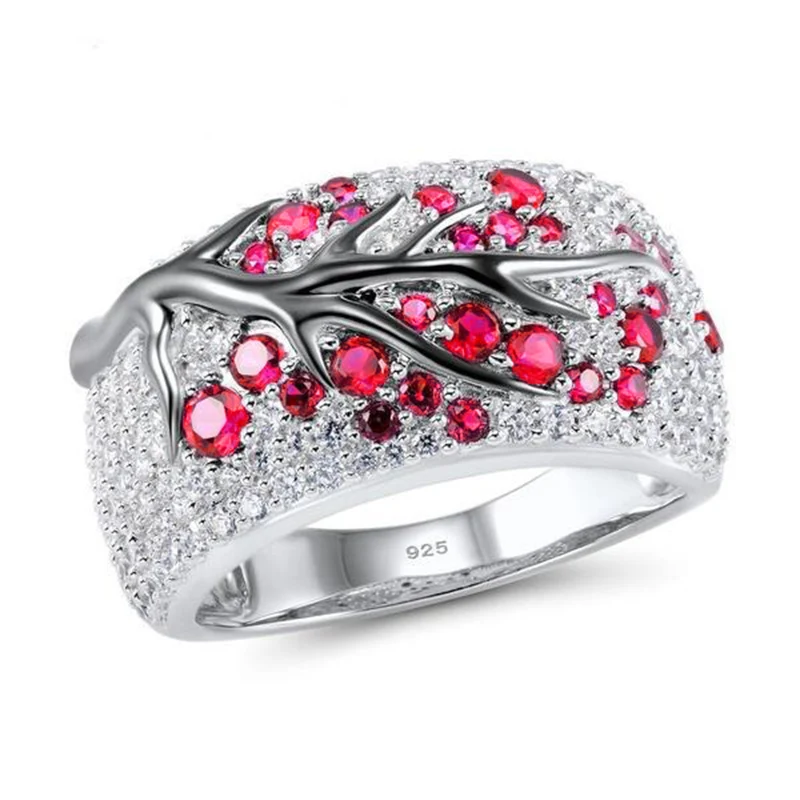 

Unique Design Branch Women 925 Sterling Silver Rings for Wedding Engagement Jewelry Cubic Zirconia Party Ring Lady