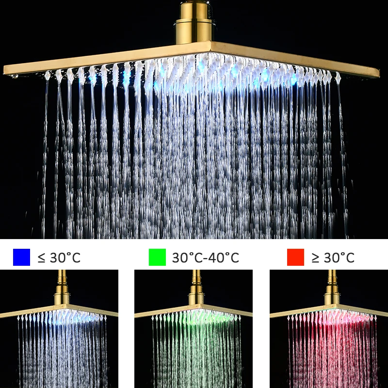 quyanre wanfan gappo golden digital shower faucet set brass rainfall shower head 6pcs massage spa jets digital LCD 3-way mixer tap bath shower kit2