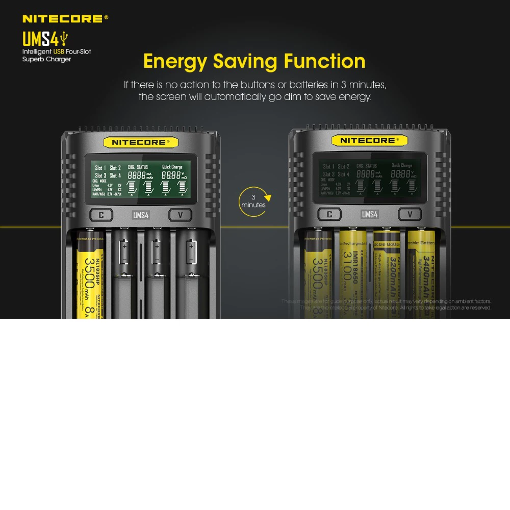 Официальный NITECORE UMS2 UMS4 Sc4 интеллигентая(ый) Батарея Зарядное устройство USB Выход 3A для литий-ионных металл-гидридных или никель-гидридных и никель-кадмиевых типов аккумуляторов 10350 10440 10500 18650