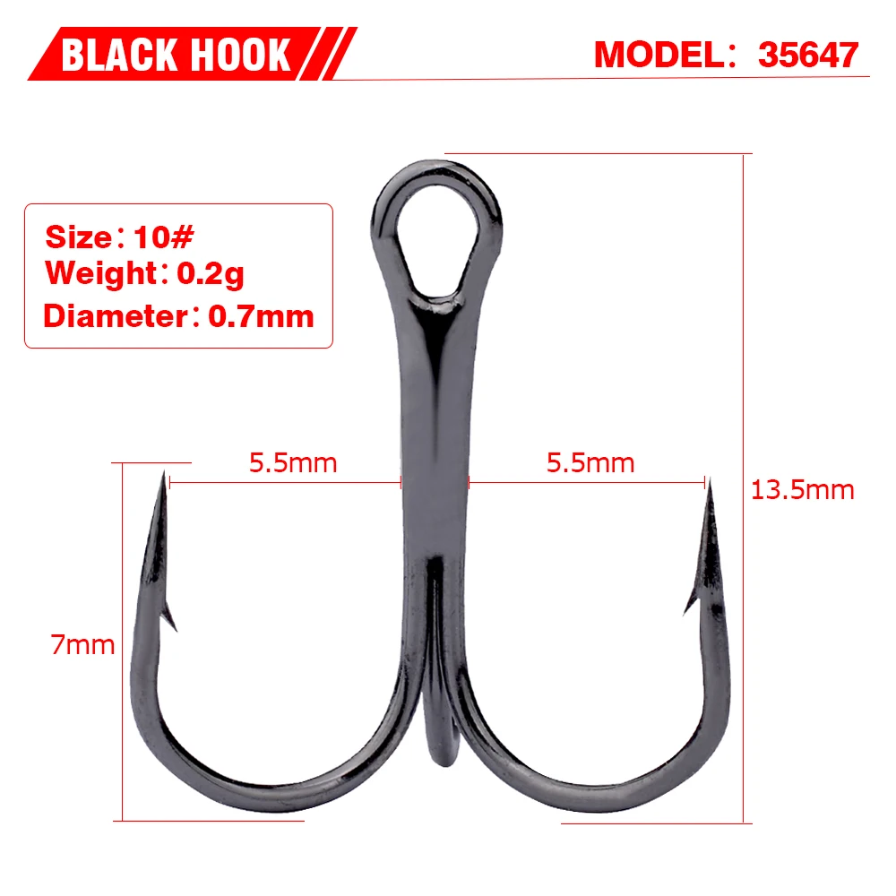 1000pcs/set Fishing Hooks 2/4/6/8/10# High Carbon Steel Treble Hook Set Fishing Tackle Fishing Equipment Soft Lure Holder Pesca