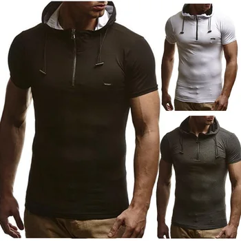 

2018 men's fitness casual t-shirt men's hoodie summer short-sleeved t-shirt male