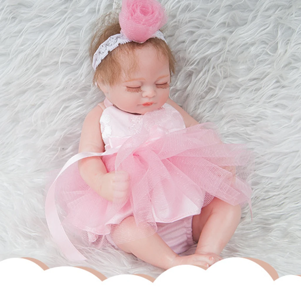 Silicone Vinyl Reborn Girl Doll Fake Toddler Dress in Clothes - Rooted Mohair Hair, Hand-drawn Nails, Real Gentle Touch