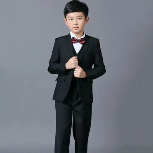 Black Kid's 3 Piece Hot Sale Wedding Groom Tuxedos Boys Children Party