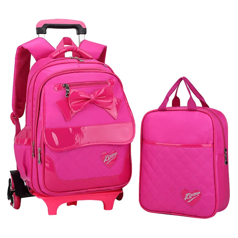 

Lovely children Cute Bow school bags set for girls Fashion travel trolley backpack wheeled book bag schoolbag School backpack