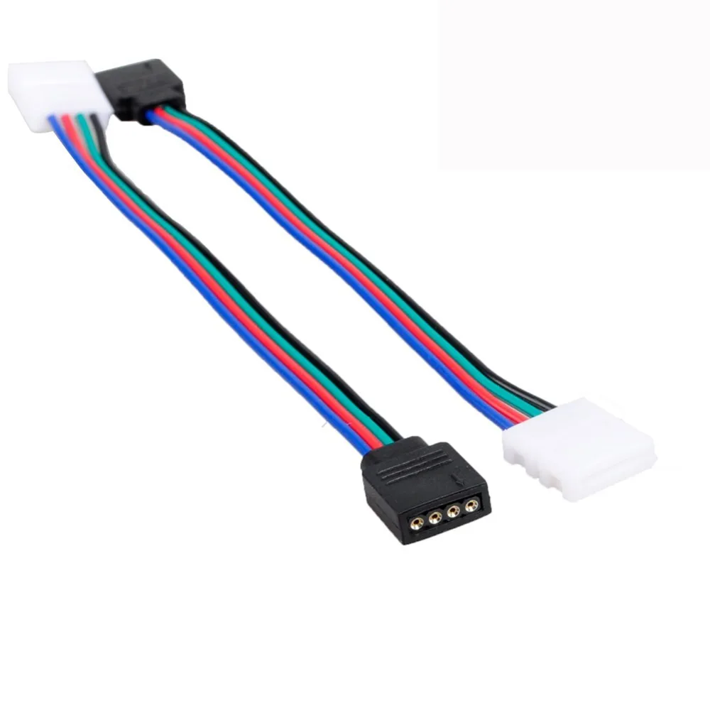 10Pcs 10mm 4 Pin RGB LED Strip Connector Solderless PCB board with female connector For SMD 5050