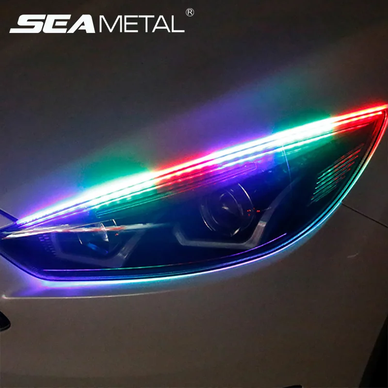 

Car 12V LED DRL Daytime Running Lights Auto RGB Day Light LED Strip Headlight Flowing Turning Signal Flexible Lamp Waterproof