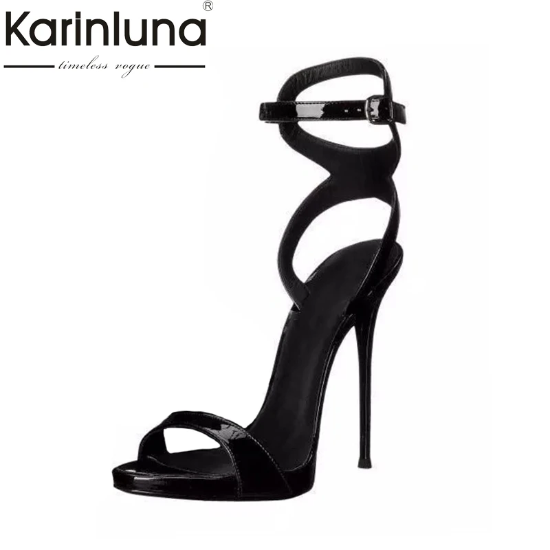 

Karinluna 2018 Top Quality Buckles Large Size 33-43 Brand Shoes Sandals Sexy High Heels Party Banquet Women Shoes Woman