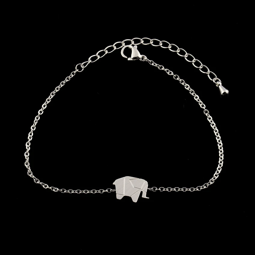 Link Chain Origami Natural Elephant Bracelet Femme Cute Animal Charm Stainless Steel Bracelets  Link Chain Origami Natural Elephant Bracelet Femme Cute Animal Charm Stainless Steel Bracelets