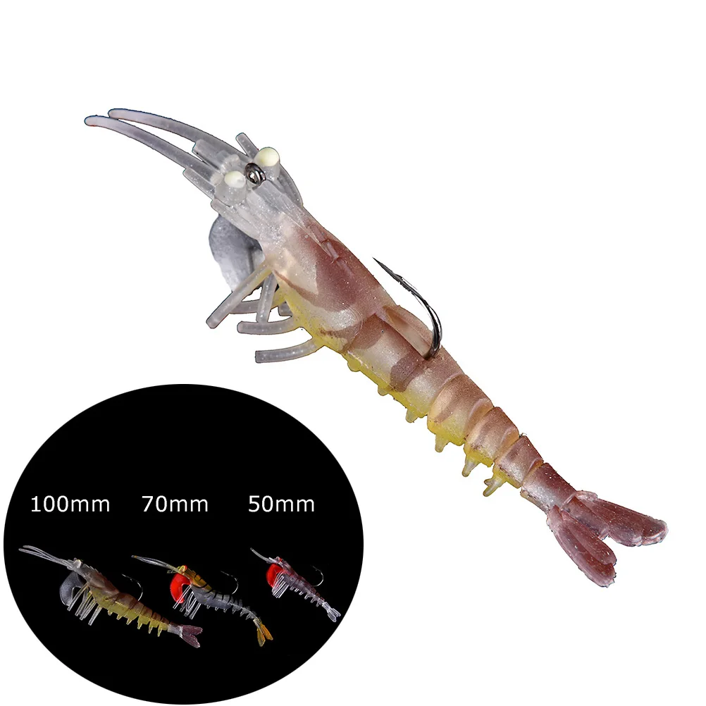 1PC Fishing Lures Prawn Shrimp Lure Luminous Soft Bait Fishing Tackle