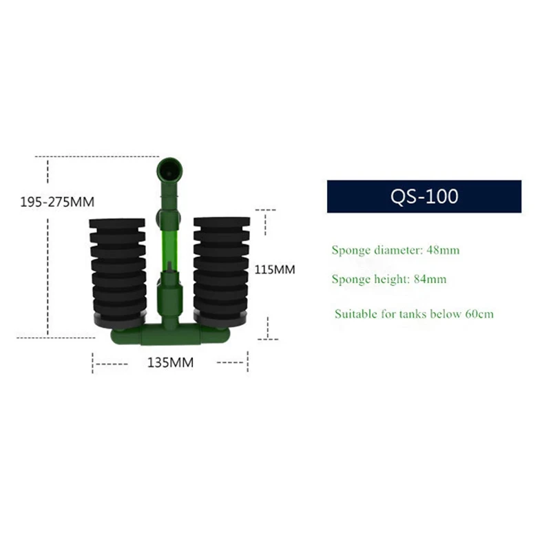 Био Губка, аквариум, фильтр для разведения, бетта, креветки, нано аквариум, PTSP - Цвет: QS-100