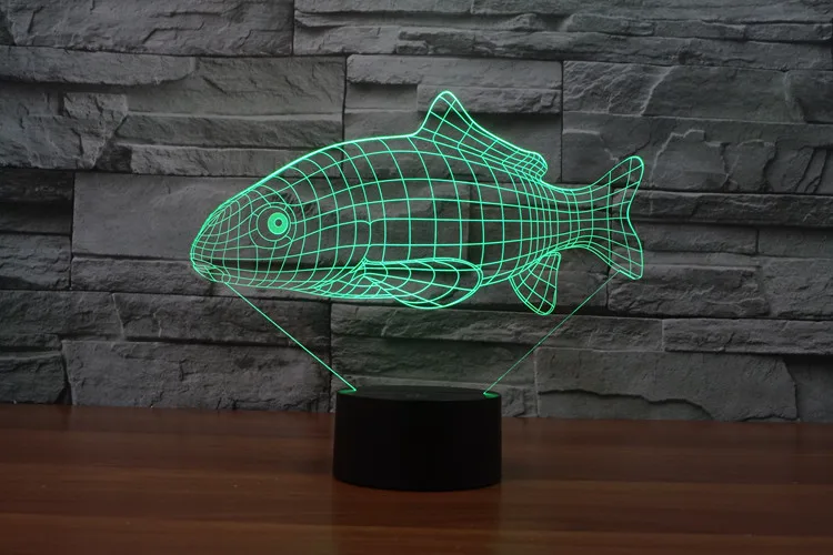 [Семь Neon] новой форме рыбы акрил 7 Цвета настольная лампа 3D лампа Новинка подарок светодиодный свет ночи сокол Тысячелетия свет