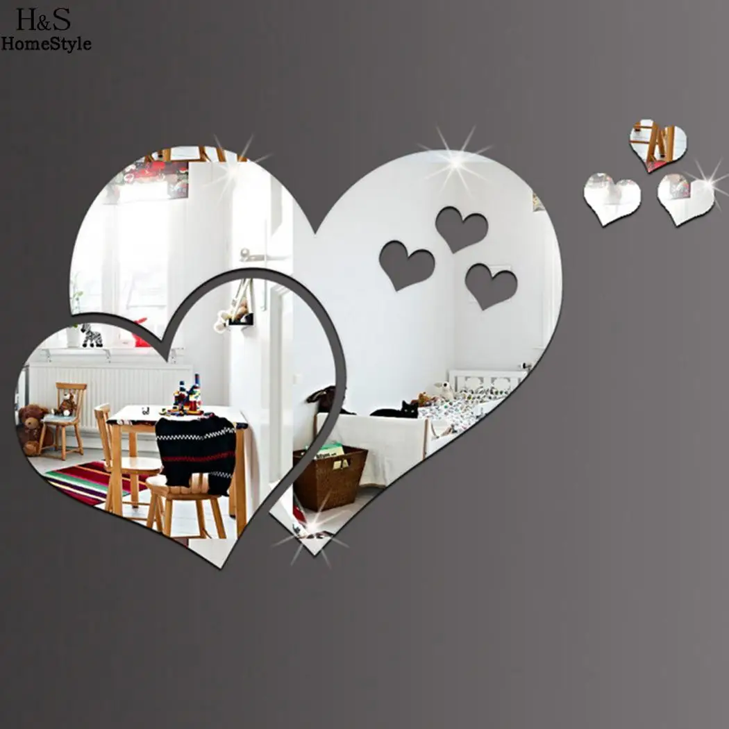 Mirror Ceiling Sticker Love Kids Hearts Wall Nursery BedroomWall