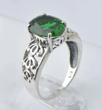 

Fashion 925 sterling silver Victoria style antique silver women jewelry emerald rings