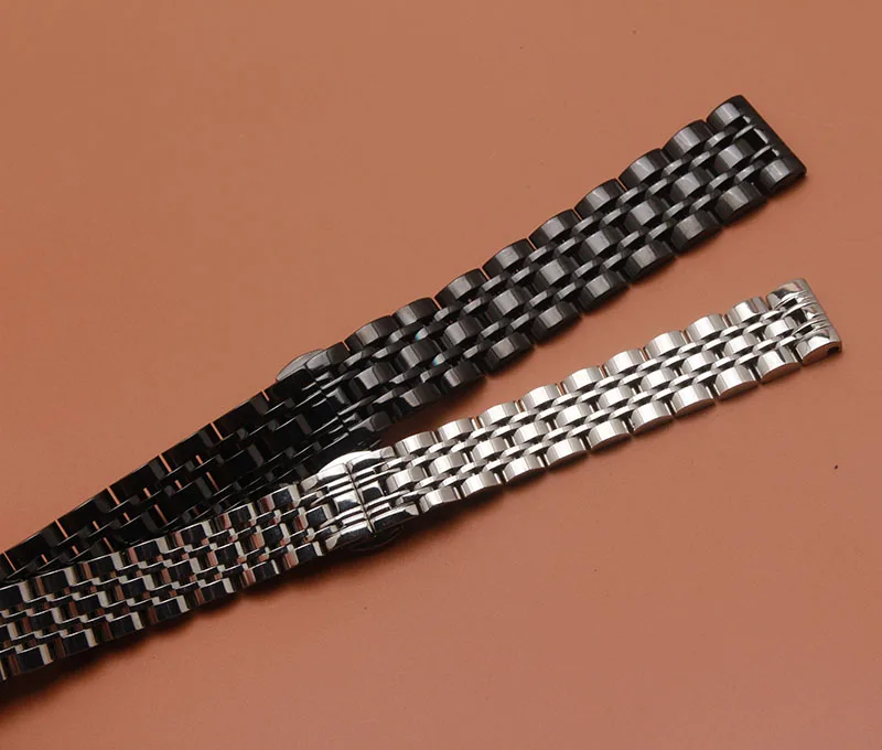 

2017 Promotion watch accessories watchband for wrist watch smart watch polished beautiful watch straps silve black metal 20 22mm