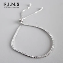 F.I.N.S корейская мода Настоящее 925 пробы серебро полный кубический циркониевая инкрустация регулируемые браслеты ювелирные изделия для женщин