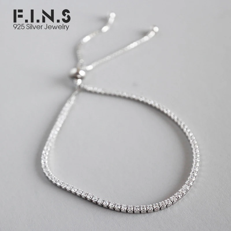 

F.I.N.S Korean Fashion Real 925 Sterling Silver Full Cubic Zirconia Inlaid Adjustable Bracelets Fine Jewelry for Women
