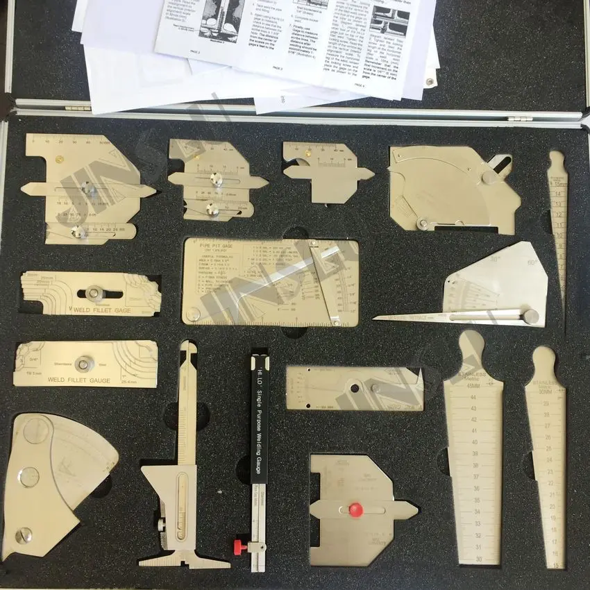 Проверка сварки из нержавеющей стали, сварка, замеры измерительные комплекты комбинировать костюм 16 шт