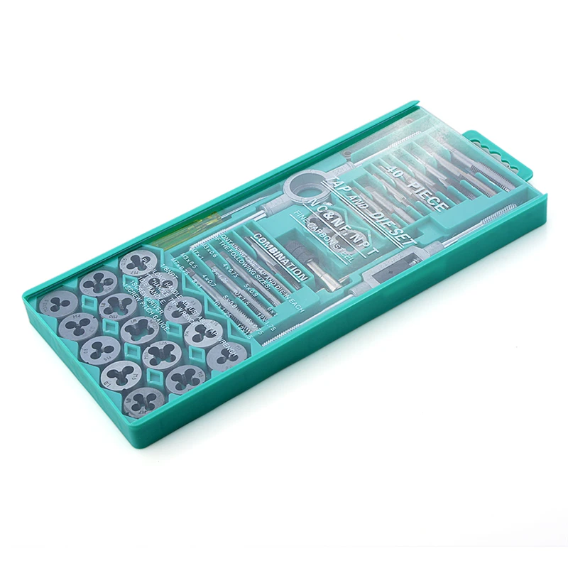 

40pcs Tap Die Set M3-M12 Screw Thread Metric Taps Wrench Dies DIY kit Wrench Screw Threading Hand Tools Alloy Metal with Bag