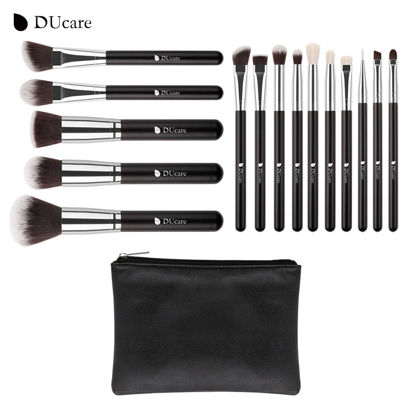 Pincéis de Maquiagem Escova com Bolsa Ducare Novo Conjunto Profissional Cabelo Sintético Cabra Kit Cosméticos Maquiagem Frete Grátis 15 Pçs 3 High Quality Beleza e saúde