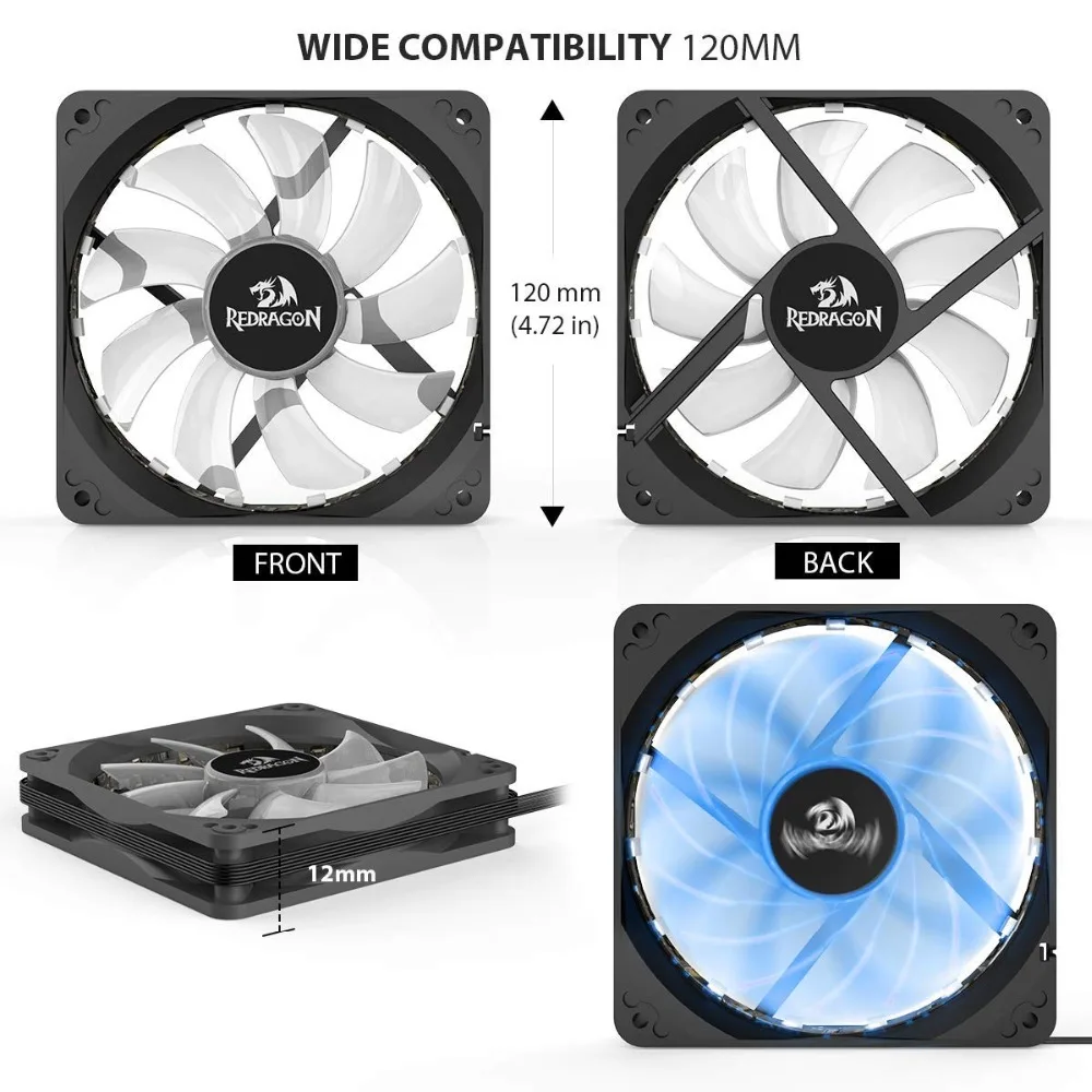 Redragon 3 Pack Процессор охладитель GC F006 120 мм ПК контроллер вентилятора чехол для