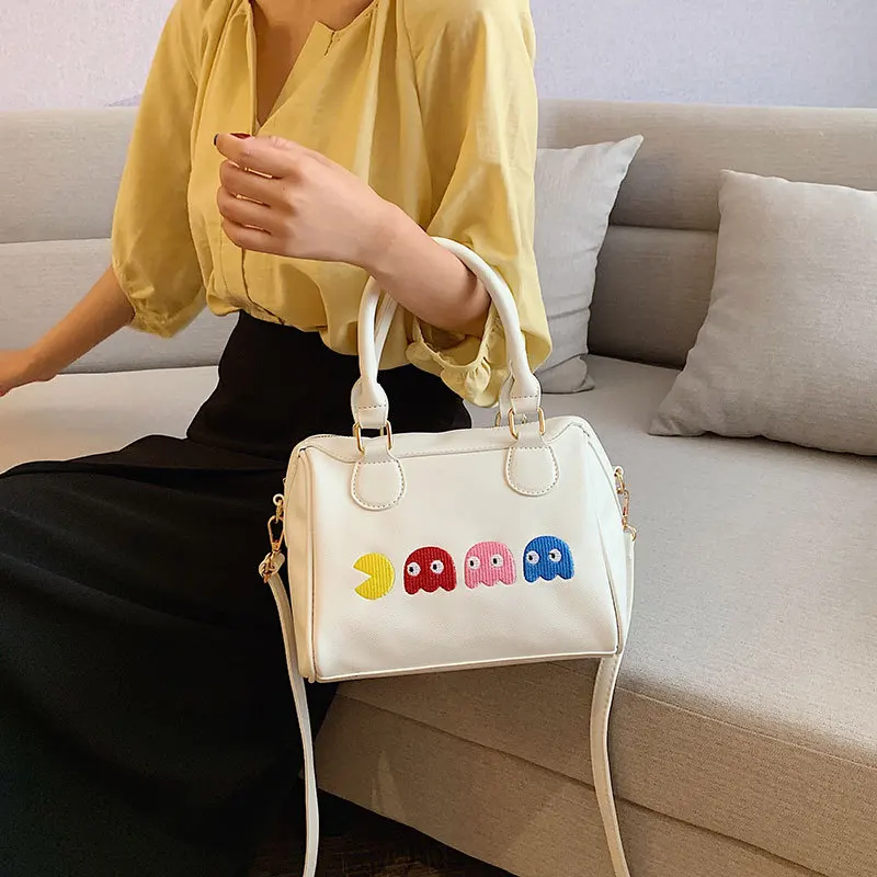 

High Quality Cartoon Women Handbag Shoulder Boston Bag Tote Italian Leather Bags Sac A Main Borse Candy Color Luxury Handbags