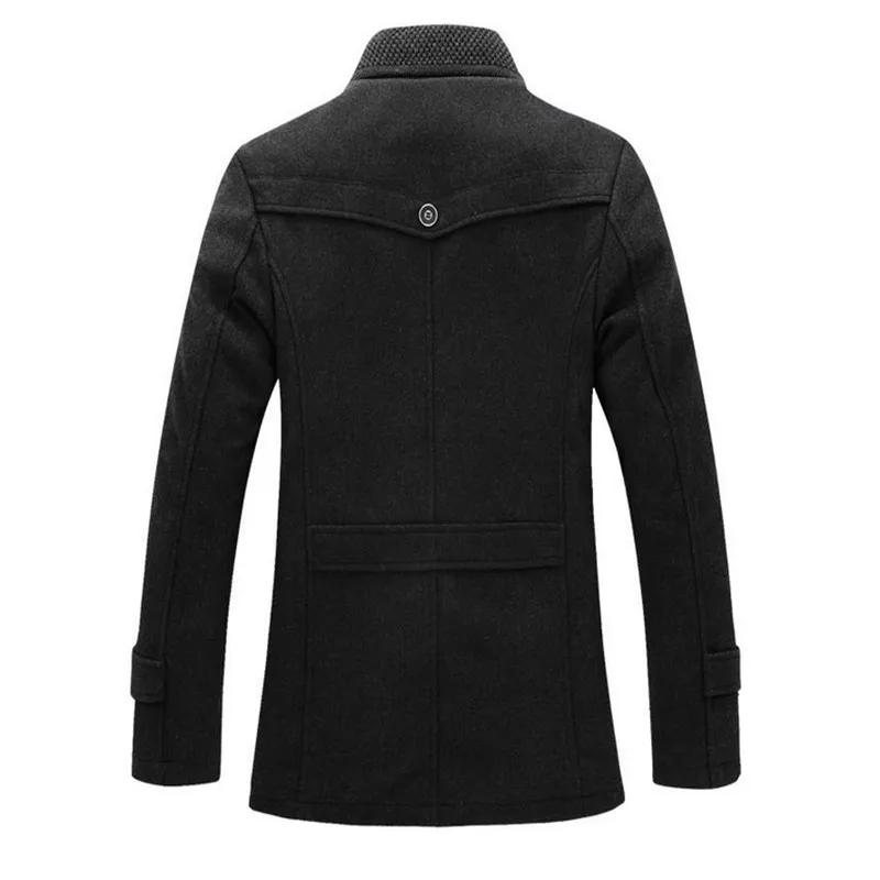 Новые зимние Для мужчин шерстяной жакет Повседневное пальто Для мужчин S Сгущает Куртки Для Мужчин Черная куртка/серый Размеры: M-XXXL