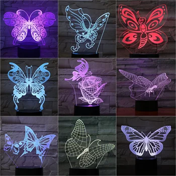 

Butterfly Led Night Light Usb Touch Sensor Rbg Animal Decorative Lamp Child Kids Gift Visual Butterfly Desk Lamp Bedside Decor