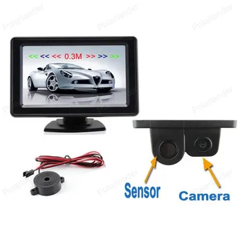 

4.3" inch 2 video input Car Monitor with Sound Alarm Parking Sensor Backup Radar rear view Camera 3 in 1 Reverse System