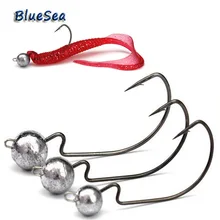BlueSea 5 шт./лот рукоятки джиг-головки крюк 3,8 г 7,5 г 10,5 г рыболовный крючок ведущий джиг приманку Жесткий приманки мягкий червь рыболовные снасти аксессуары