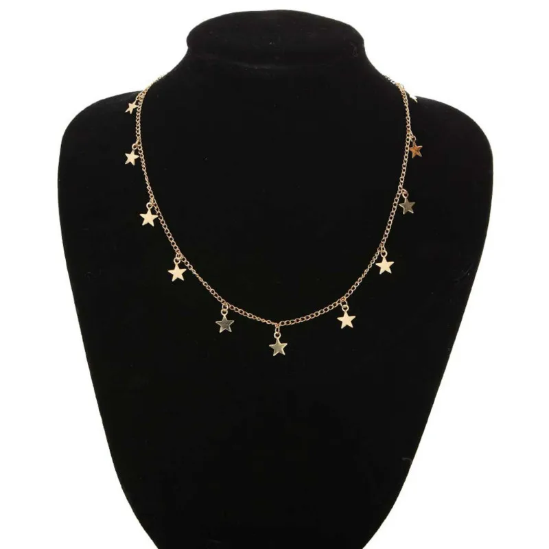 

2018 new Neo-Gothic minimalist women's alloy necklace personalized five-pointed star necklace wholesale