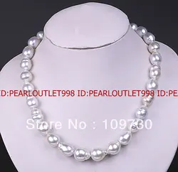 Ювелирные изделия 00793 Подлинная AAA блеском серебристо-серый южного моря жемчужное ожерелье