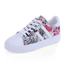 Graffiti Single Shoes Female Students Leisure Sports Flat – Bottomed Casual Shoes Fashion New Women Casual Shoes Size EUR 35-39