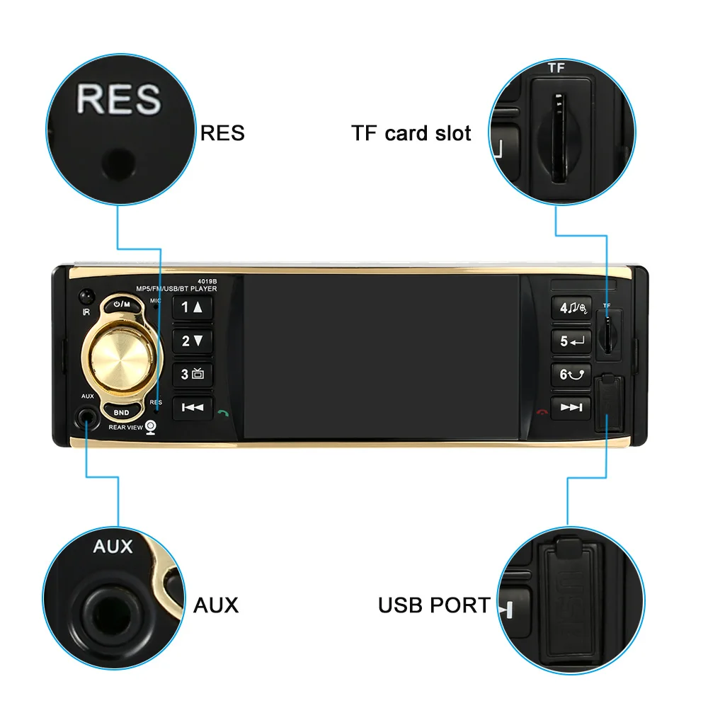 KKmoon TFT HD 1080P 4,1 дюймов цифровой экран Автомобильный Радио MP5 плеер Bluetooth Радио развлечения USB/TF FM Aux вход