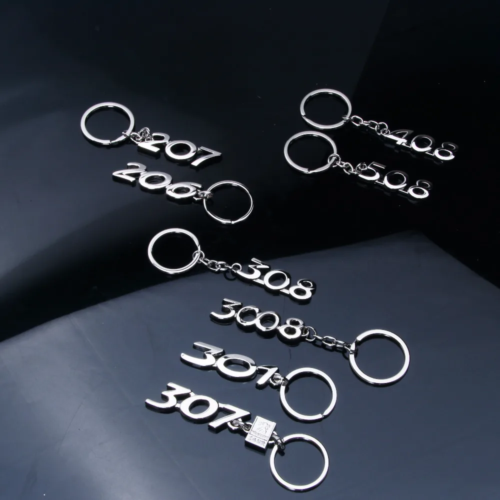 

Keyring For Peugeot Car Logo 107 206 207 307 308 408 3008 508 4x4 4WD Car Styling Alloy Key Ring Keychain Keyrings
