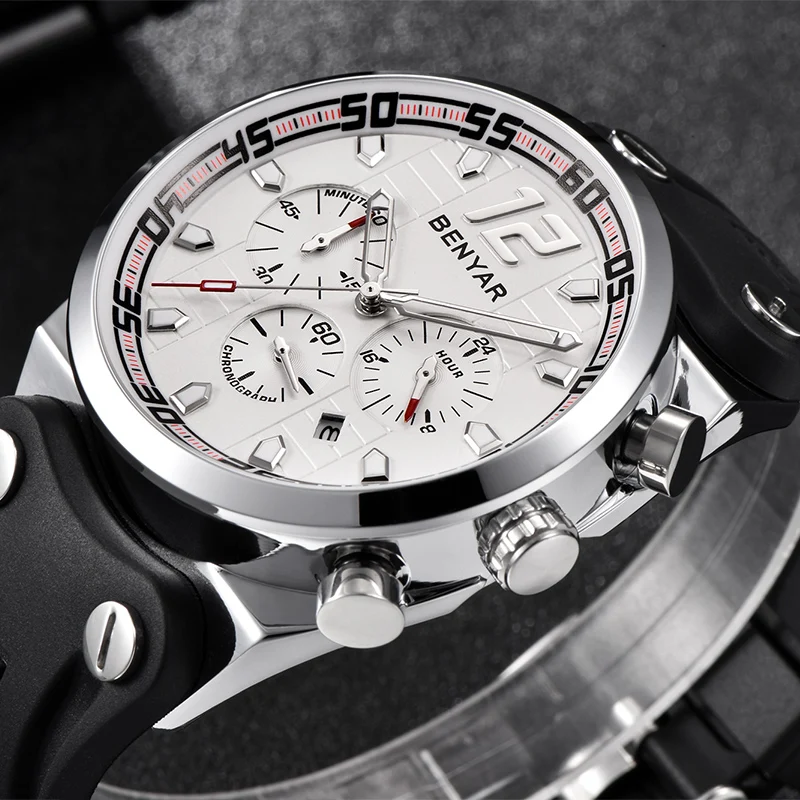 

BENYAR Men Watch Luxury Fashion Silicone Sport Quartz Watch Waterproof Chronograph Multifunction Man Clock Relogio Masculino