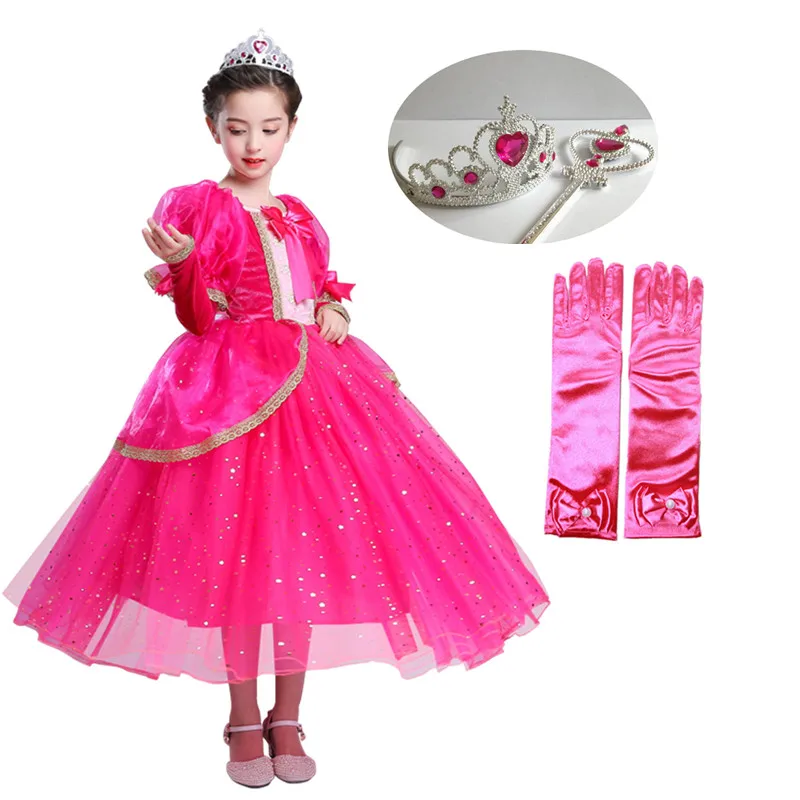 Kids Sleeping Beauty Princess Aurora Tutu Dress Xmas Halloween Cosplay Costume