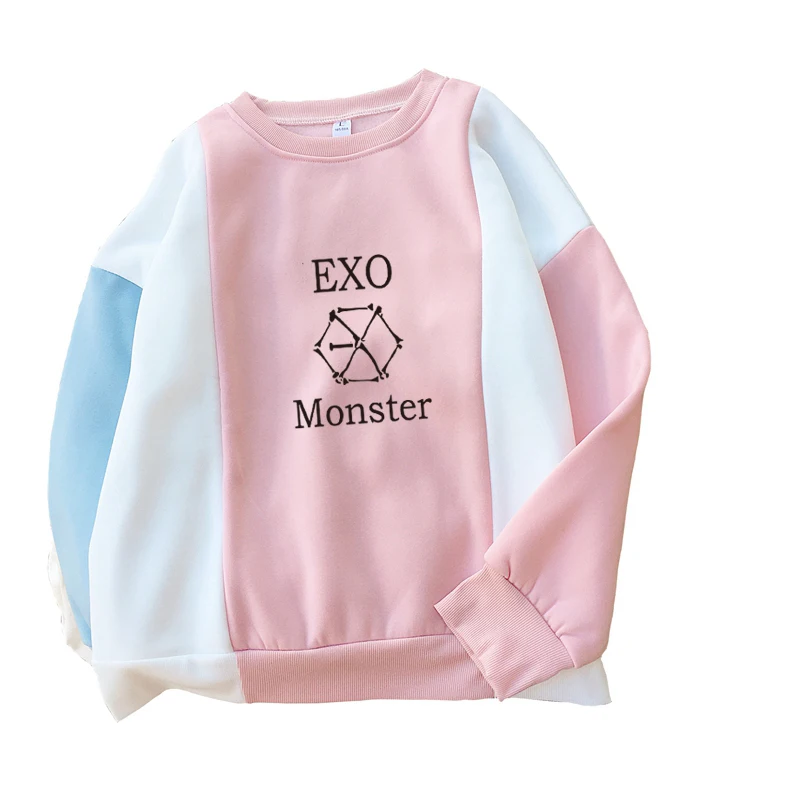 Женские толстовки стикеры K POP одежда kar sehun xiumin baekhyun terra свитшот лоскутное шитье