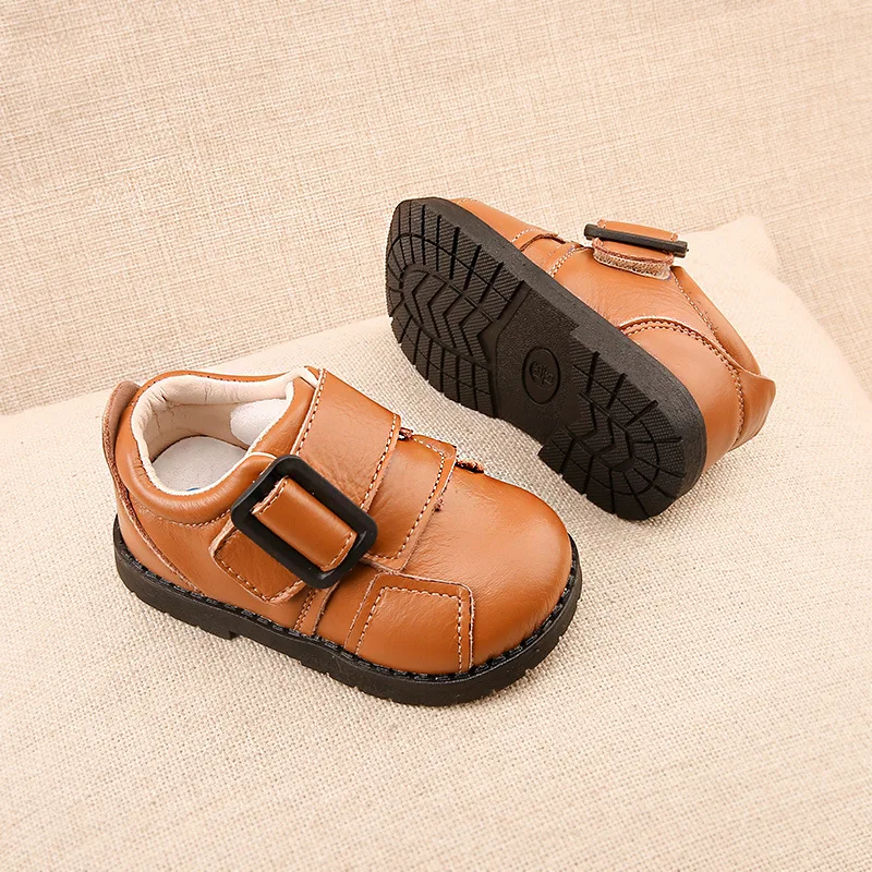 Boys Leather Shoes Brown Single Shoes Baby Toddler Shoes Real Leather Casual Spring New Fashion