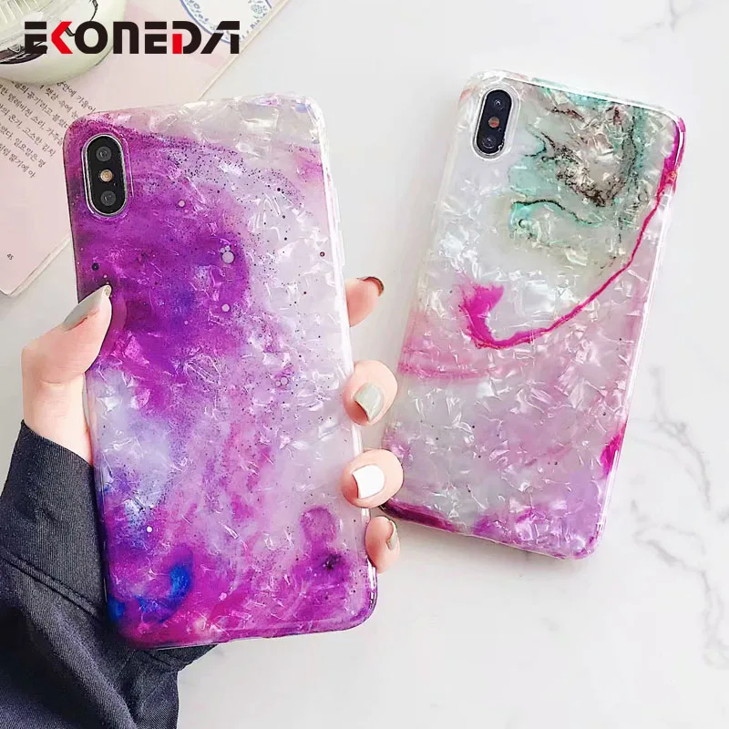 

EKONEDA Dream Purple Sky Case For iPhone X XS Max XR Case Silicone Soft Conch Shell Cover For iPhone 7 Plus 6 6S 8 Plus Case