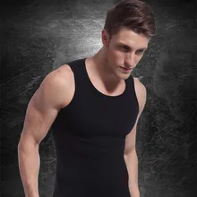 Для мужчин бренд нить жилет О-образным вырезом Танк Body Shaper Фитнес Баскетбол Футбол Щепка Черный нижнее белье