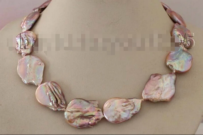 

17" Genuine Natural 30mm Purple Reborn Keshi Pearl Necklace 14KGP #f1934! (A0501)