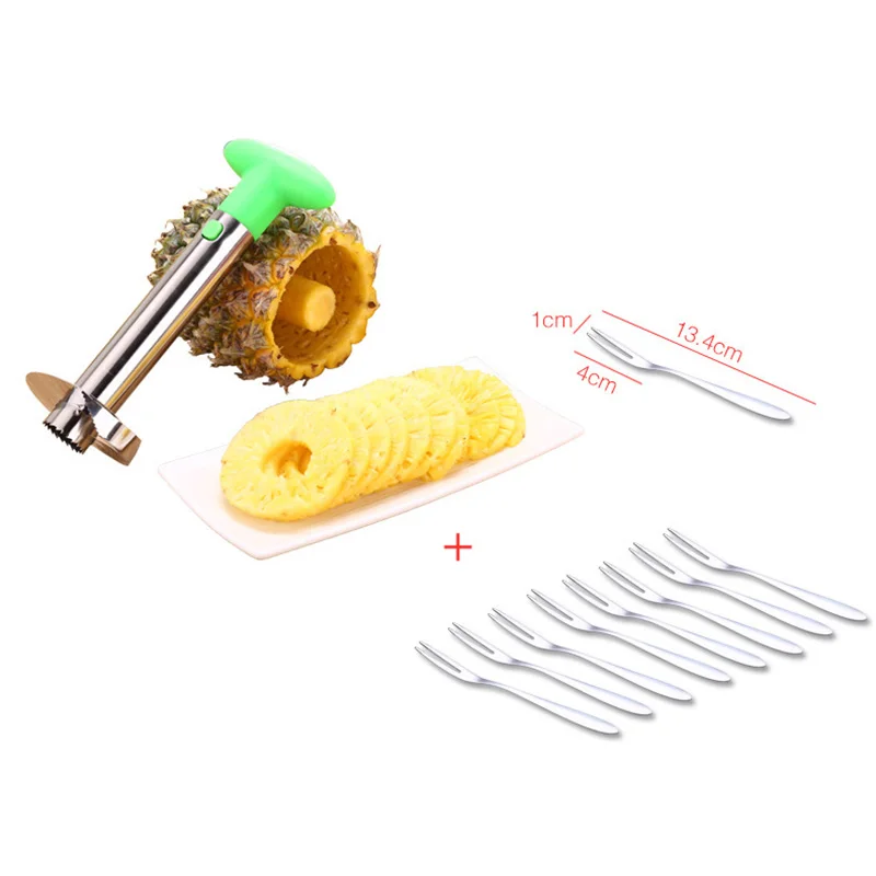 1Stainless Steel Pineapple Peeler+8Fruit Forks for Kitchen Tool Corer Cutter Fruit Knife Cutter Paring Knife Kitchen Accessories 1Stainless Steel Pineapple Peeler+8Fruit Forks for Kitchen Tool Corer Cutter Fruit Knife Cutter Paring Knife Kitchen Accessories