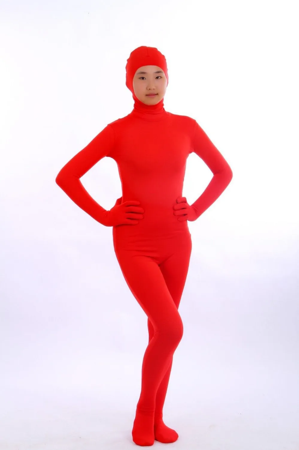 Buy Kid Adult Red Open face faceless face out Zentai