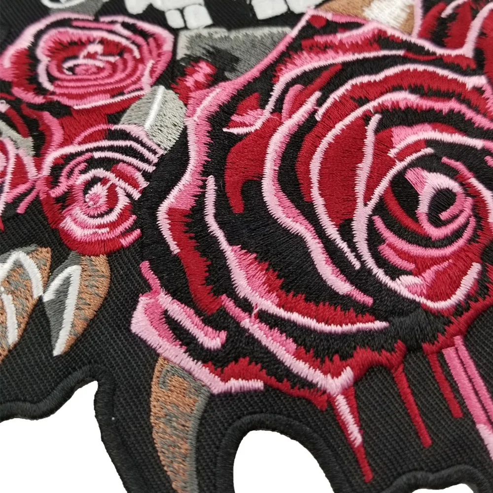 G17918-1 (5)ROSE SKULL EMBROIDERY PATCH