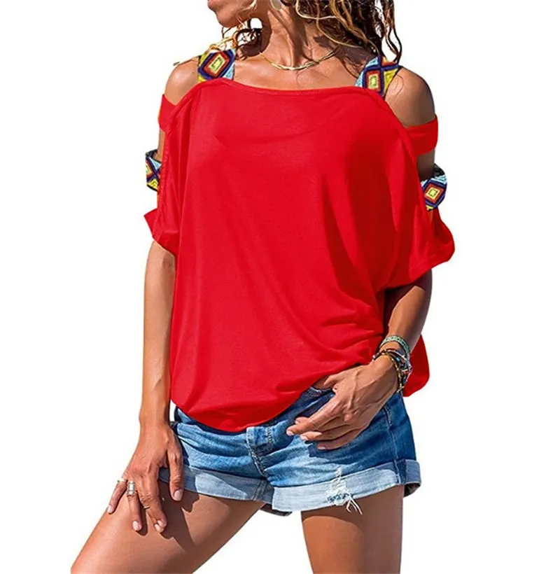 

2019 Fashion Women Hollow Out Summer T Shirt Half Sleeve Solid Casual Tees Slash Neck Streetwear Off-Shoulder Sexy Tops