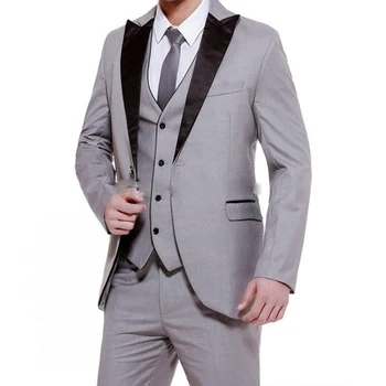 

Men's Formal Business Suit 3 Piece 1 Button Set for Dinner Prom Banquet Dance Ceremony (Blazer Vest & Pants)