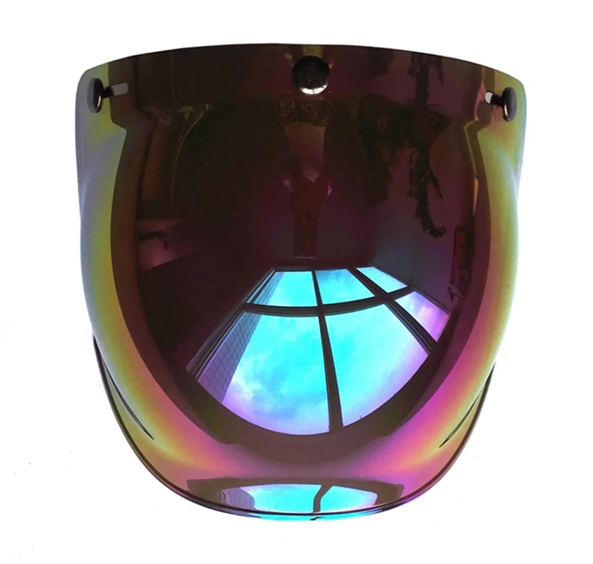 Откидной пузырьковый козырек для открытого лица шлем мотоциклетный шлем щит для Chopper ретро Capacetes очки Moto Casco объектив BV01 - Цвет: Rainbow Len No Base